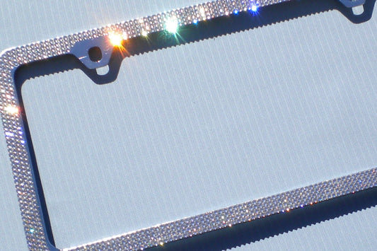 Luxury Bling License Plate Frame – 4 Row Premium Austrian Crystal Sparkly Car Plate Cover
