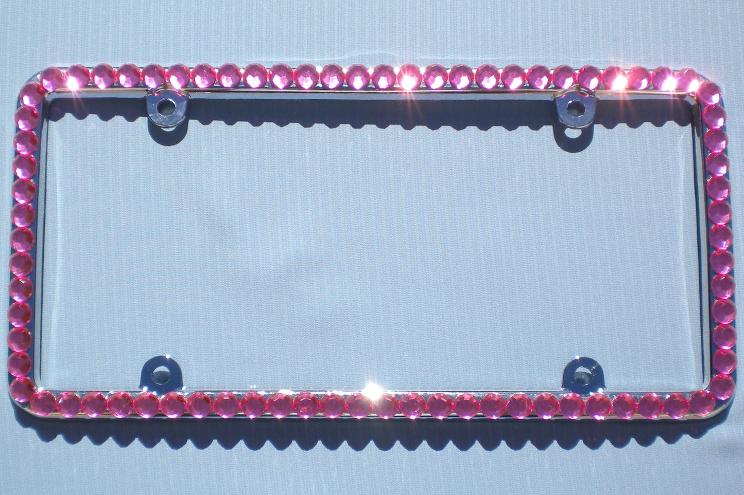 Bling Rhinestone License Plate Frame – Big 1 Row Sparkly Crystal Car Tag Cover