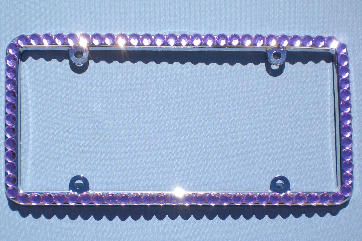 Bling Rhinestone License Plate Frame – Big 1 Row Sparkly Crystal Car Tag Cover