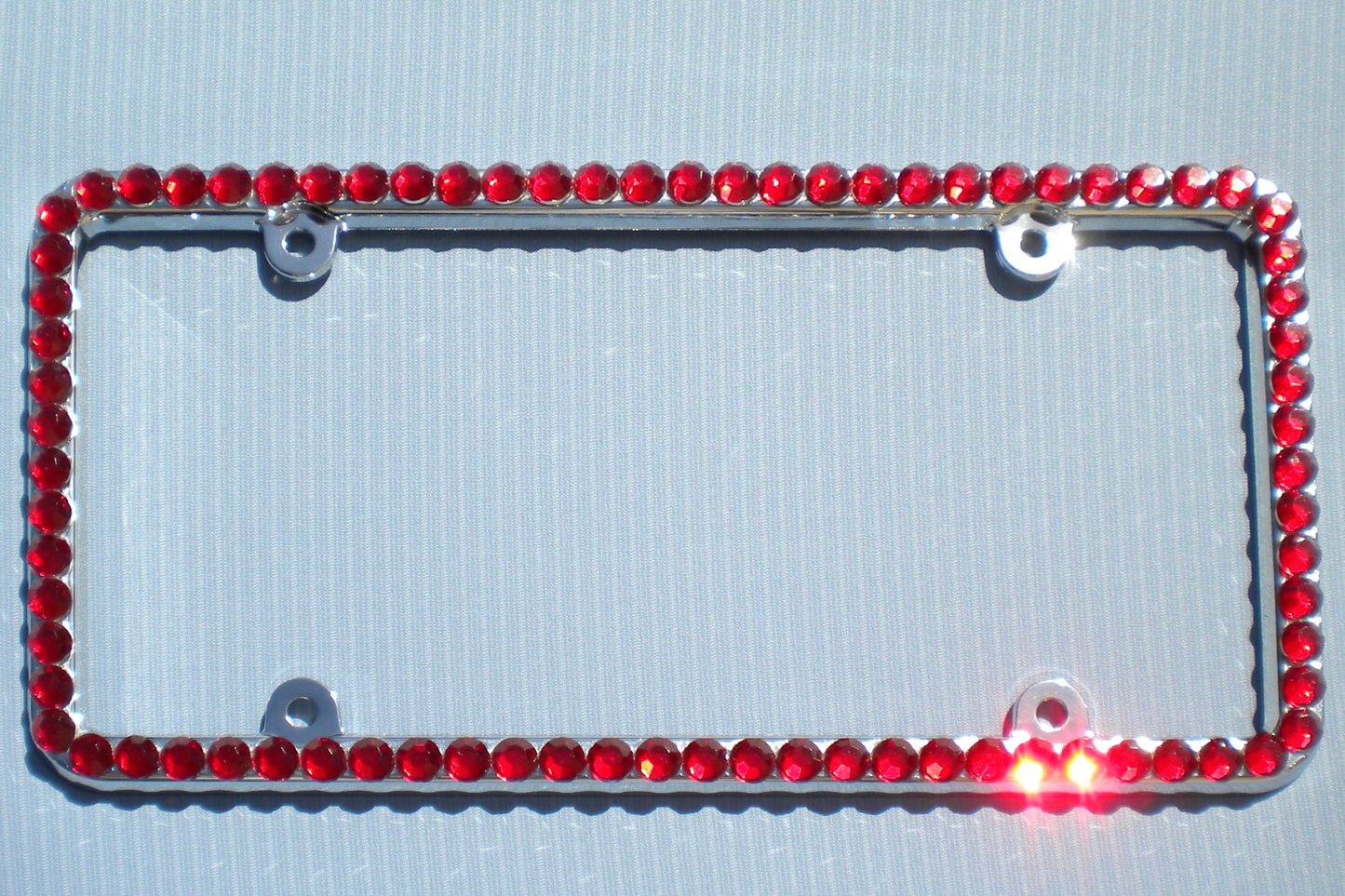 Bling Rhinestone License Plate Frame – Big 1 Row Sparkly Crystal Car Tag Cover