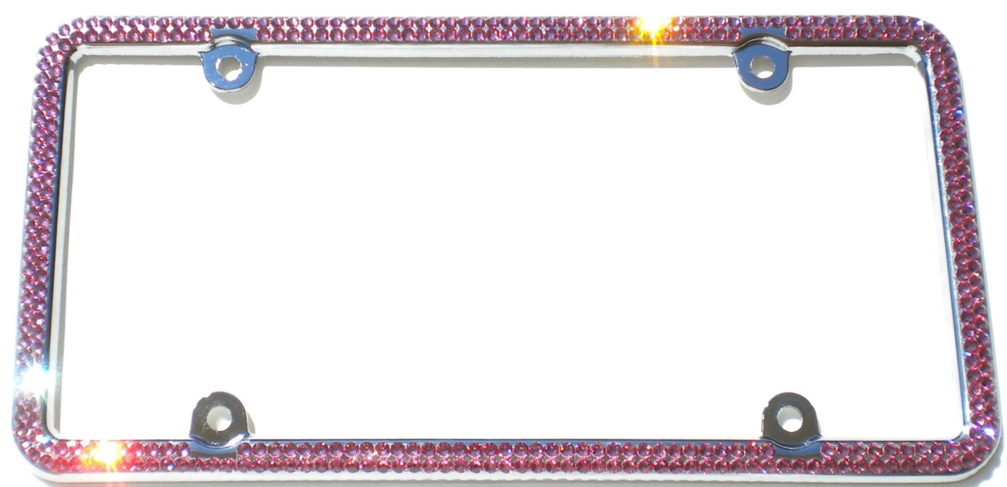 Luxury Bling License Plate Frame - 2 Row Premium Austrian Crystal Sparkly Car Plate Cover