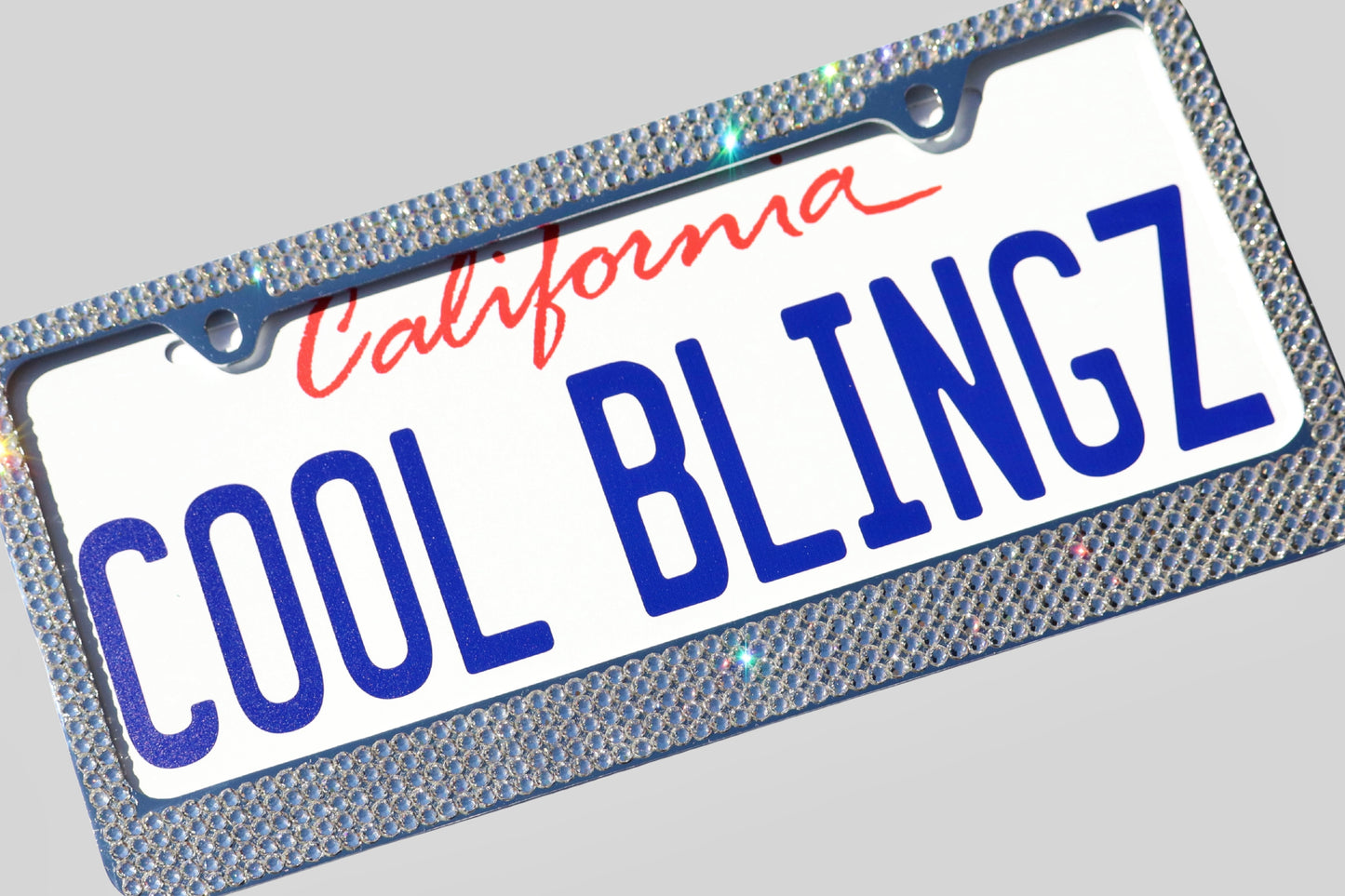 Elegant Crystal License Plate Frame - 5 Row Brilliant Glass Crystal Rhinestone Car Tag Holder