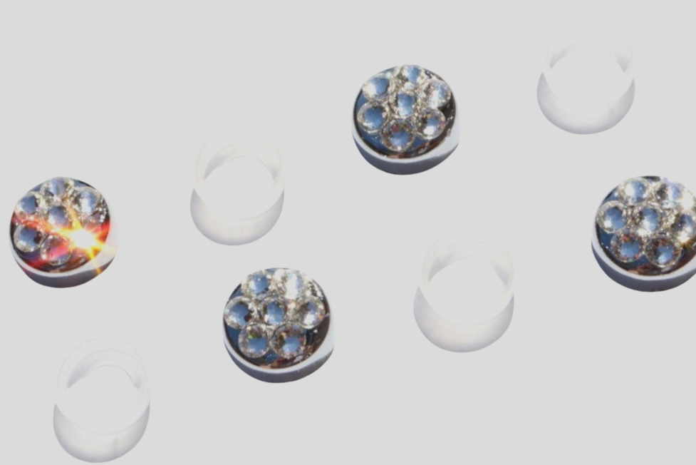 4-Pack Elegant Glass Crystal Screw Caps for Bling License Plate Frames