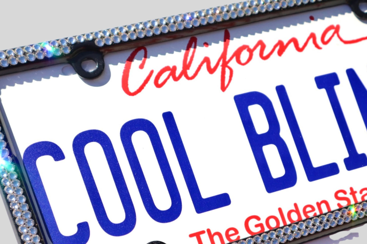 Elegant Crystal License Plate Frame - 2 Row Brilliant Glass Crystal Rhinestone Car Tag Holder