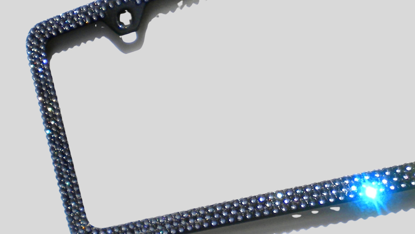 Luxe Bling Crystal License Plate Frame - Brilliant Glass Sparkly Rhinestone Car Tag Cover