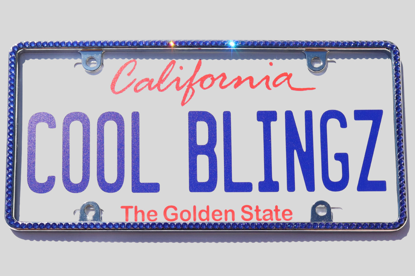 Elegant Crystal License Plate Frame - Slim Single Row Brilliant Glass Crystal Rhinestone Tag Holder