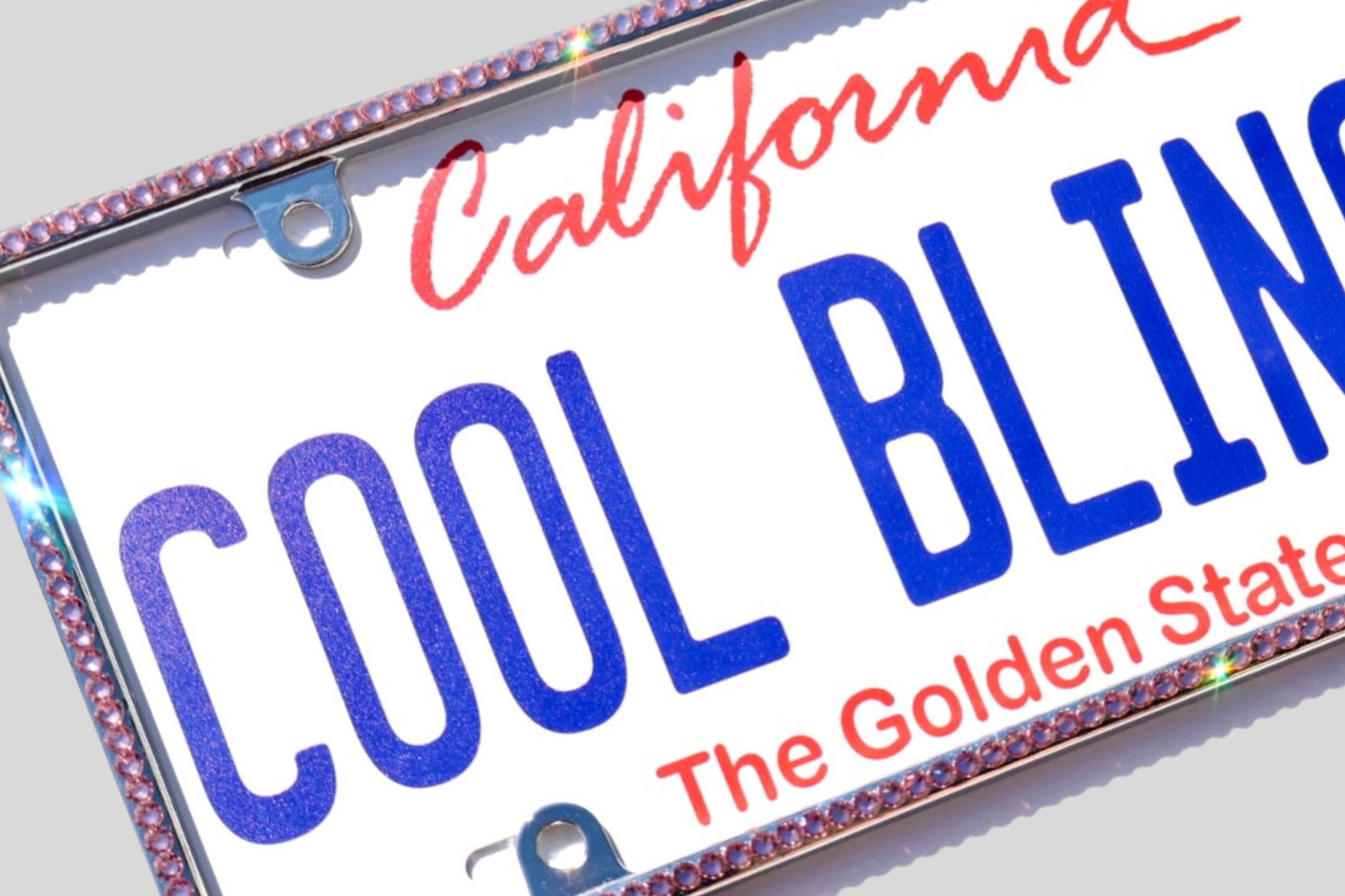 Elegant Crystal License Plate Frame - Slim Single Row Brilliant Glass Crystal Rhinestone Tag Holder