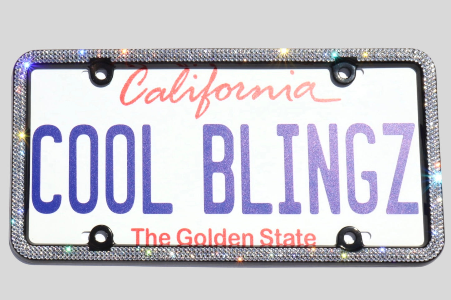 Elegant Crystal License Plate Frame - 3 Row Brilliant Glass Crystal Rhinestone Car Tag Holder