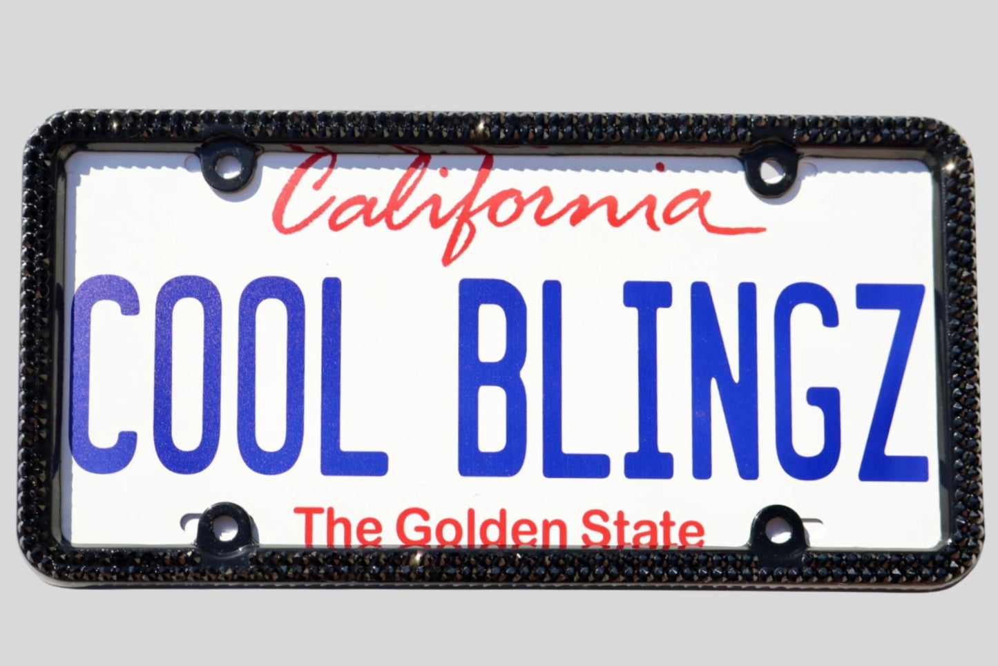Elegant Crystal License Plate Frame - 2 Row Brilliant Glass Crystal Rhinestone Car Tag Holder