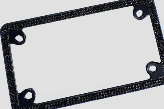 Crystal Motorcycle License Plate Frame - 3 Row Elegant Glass Rhinestone Bling Plate Cover