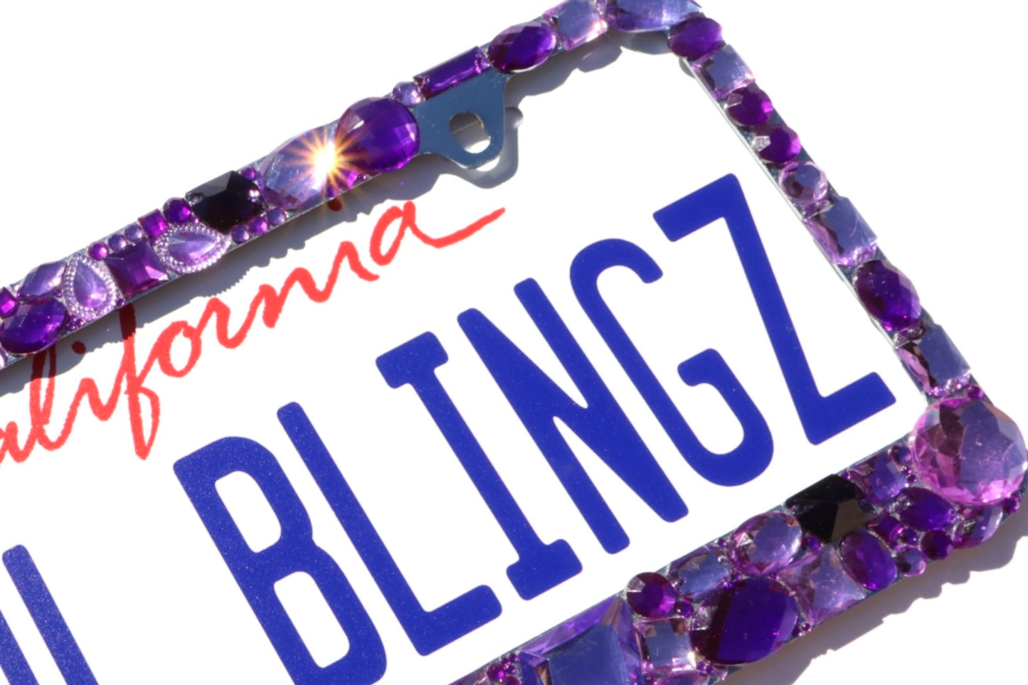 Custom Chunky Rhinestone License Plate Frame - Chrome Bling Car Tag Cover
