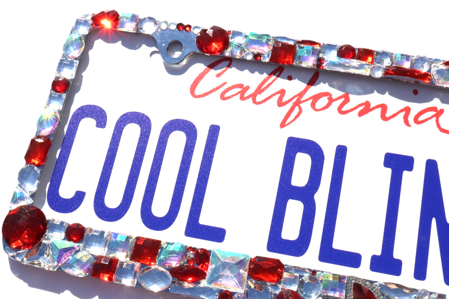 Custom Chunky Rhinestone License Plate Frame - Chrome Bling Car Tag Cover