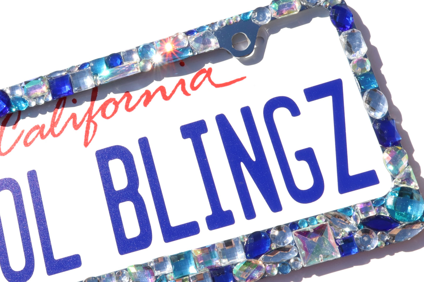 Custom Chunky Rhinestone License Plate Frame - Chrome Bling Car Tag Cover