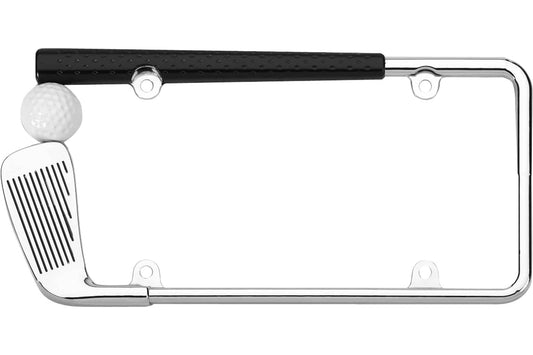 Golf License Plate Frame – Metal Golf Club & Ball Car Tag Cover